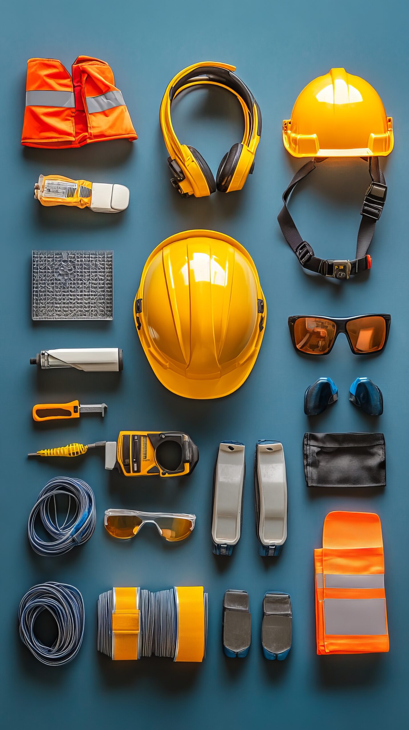 Top view arrangement with safety equipment